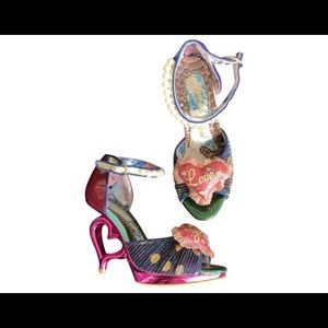 Irregular Choice multi colored heart heels with pearls.
